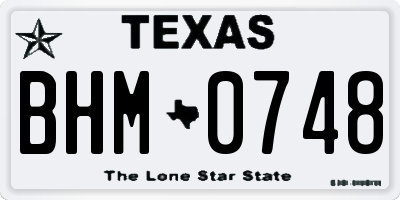 TX license plate BHM0748