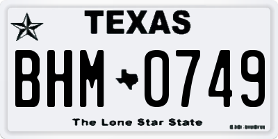 TX license plate BHM0749