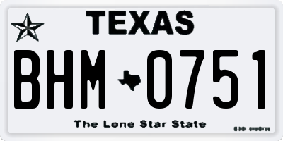 TX license plate BHM0751