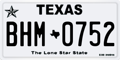 TX license plate BHM0752