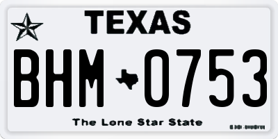 TX license plate BHM0753