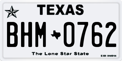 TX license plate BHM0762