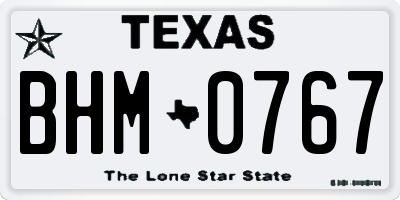 TX license plate BHM0767