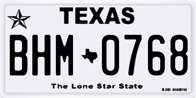 TX license plate BHM0768
