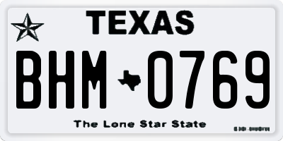 TX license plate BHM0769