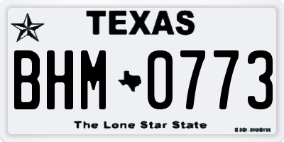 TX license plate BHM0773