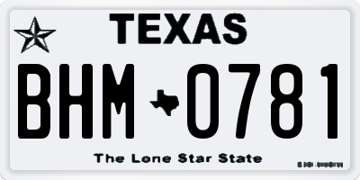 TX license plate BHM0781