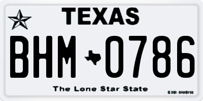 TX license plate BHM0786