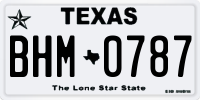 TX license plate BHM0787