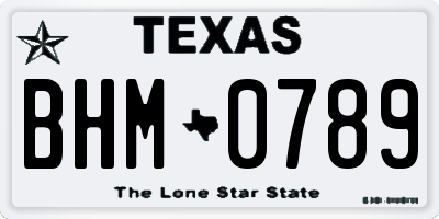 TX license plate BHM0789