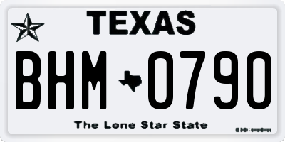 TX license plate BHM0790