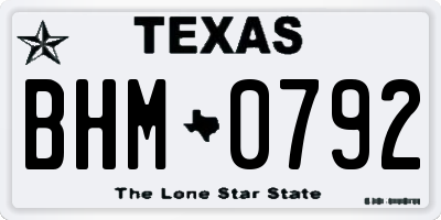 TX license plate BHM0792