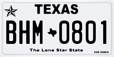 TX license plate BHM0801
