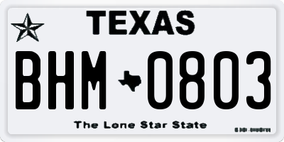TX license plate BHM0803