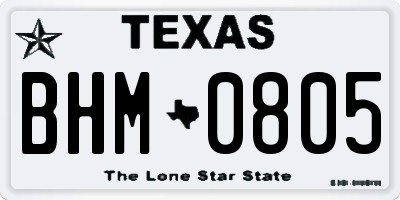 TX license plate BHM0805
