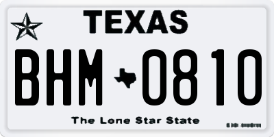 TX license plate BHM0810