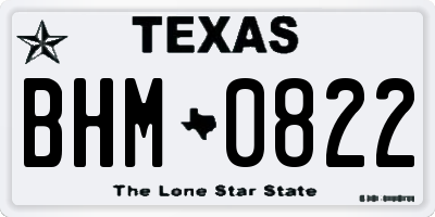 TX license plate BHM0822