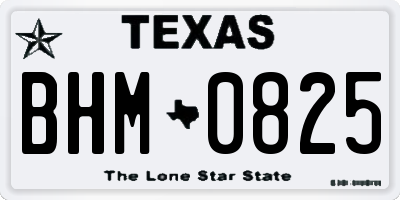 TX license plate BHM0825