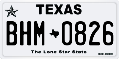 TX license plate BHM0826