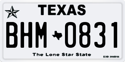 TX license plate BHM0831