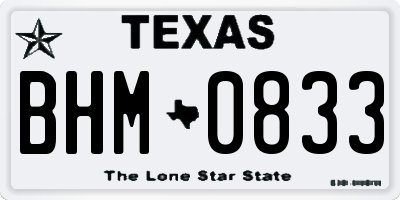 TX license plate BHM0833