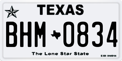 TX license plate BHM0834