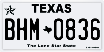 TX license plate BHM0836