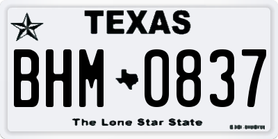 TX license plate BHM0837