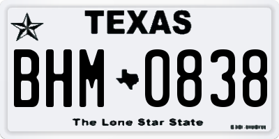 TX license plate BHM0838