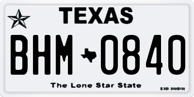 TX license plate BHM0840