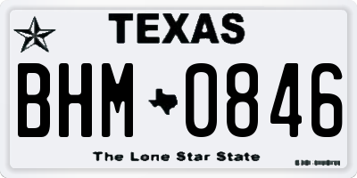 TX license plate BHM0846