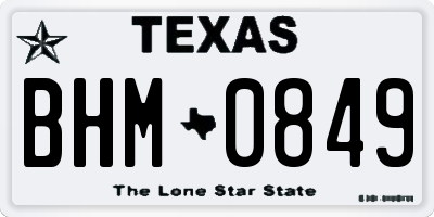 TX license plate BHM0849