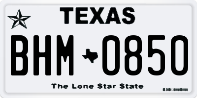TX license plate BHM0850