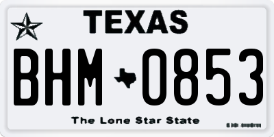 TX license plate BHM0853