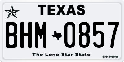 TX license plate BHM0857