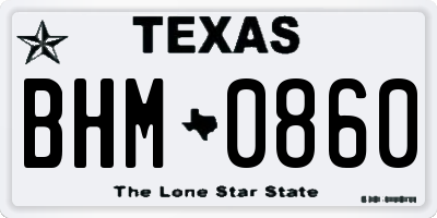 TX license plate BHM0860