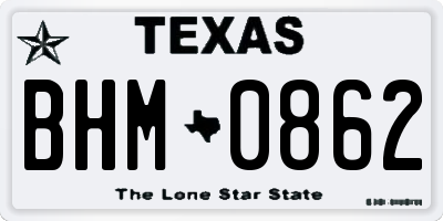 TX license plate BHM0862