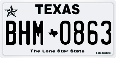 TX license plate BHM0863