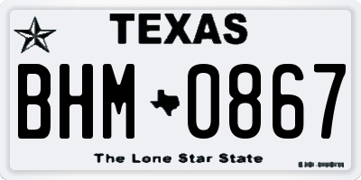 TX license plate BHM0867
