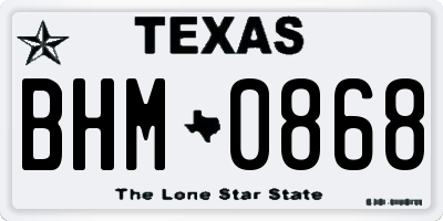 TX license plate BHM0868