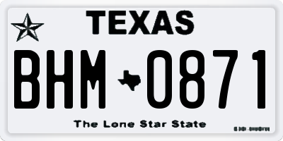 TX license plate BHM0871