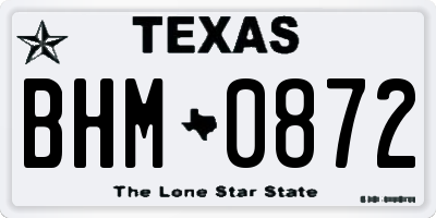 TX license plate BHM0872