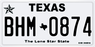 TX license plate BHM0874