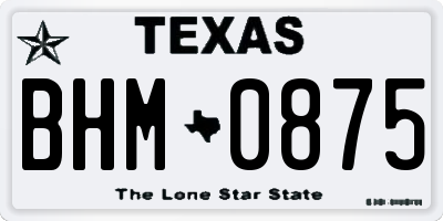 TX license plate BHM0875