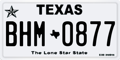 TX license plate BHM0877
