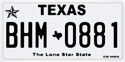 TX license plate BHM0881