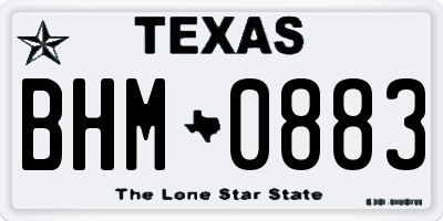TX license plate BHM0883