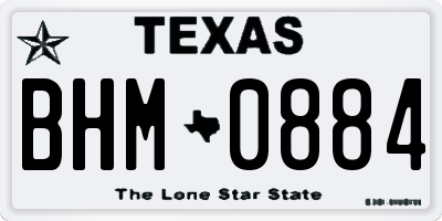 TX license plate BHM0884