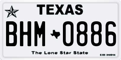 TX license plate BHM0886