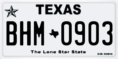 TX license plate BHM0903